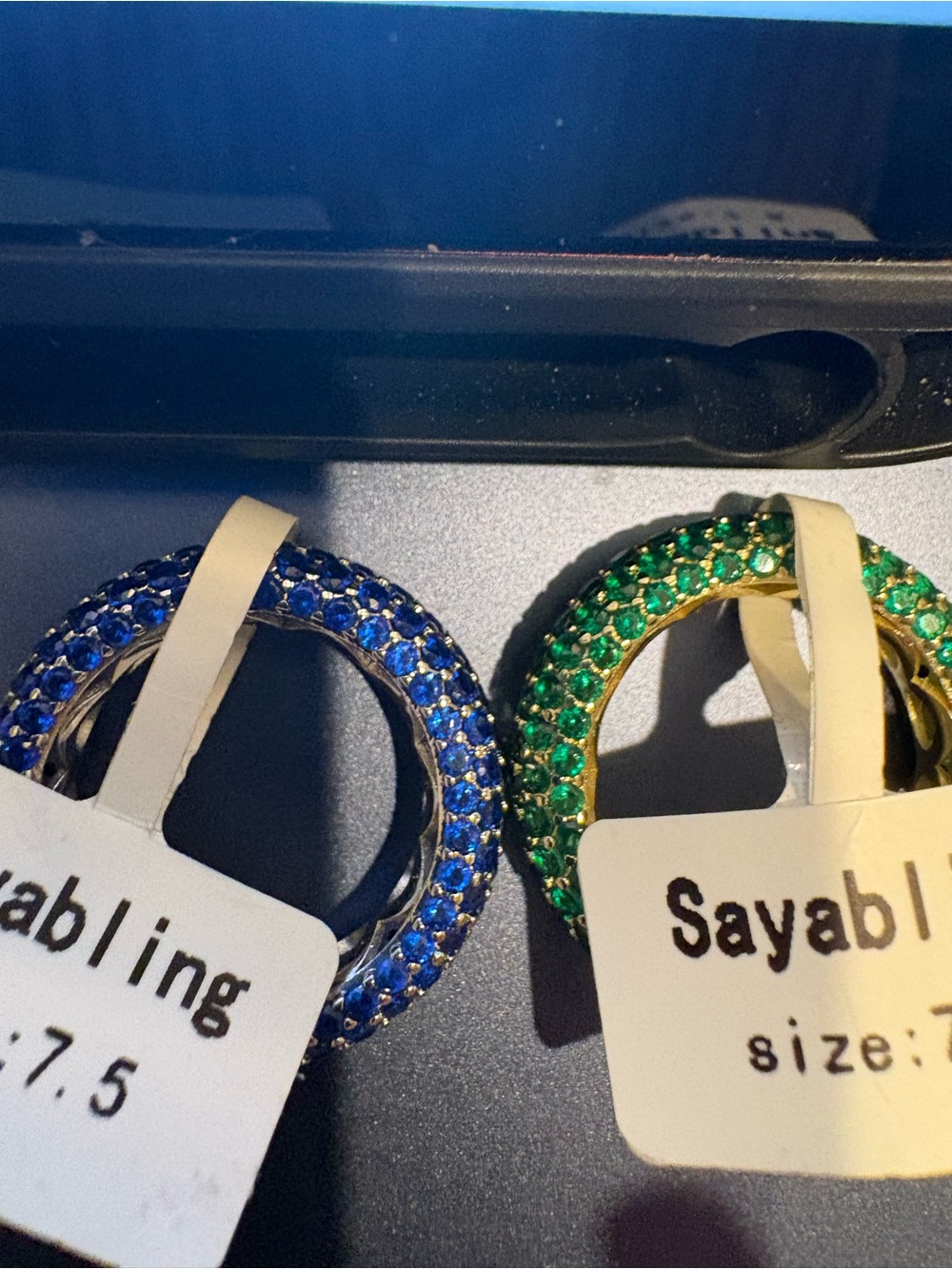 Pavé Circle Ring in Sapphire and Emerald CZ’s